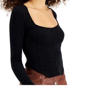 Just Poly Juniors' Ribbed Corset Top